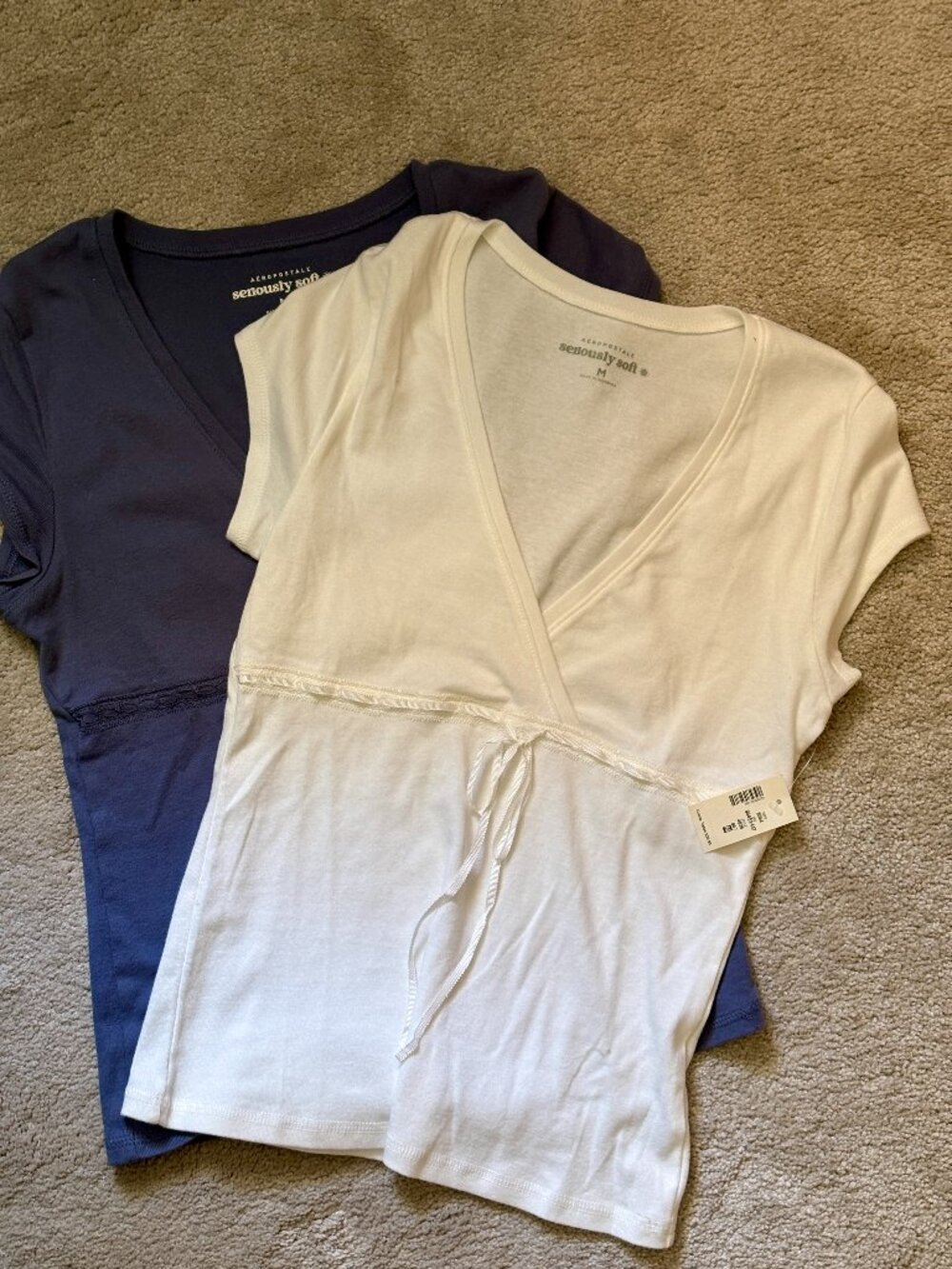 NWT Aeropostale Seriously Soft Vneck Baby Tee - Medium - Set of 2